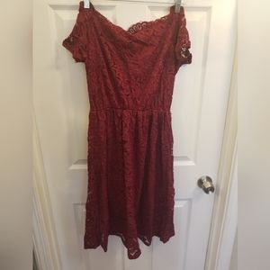 Red lace dress
